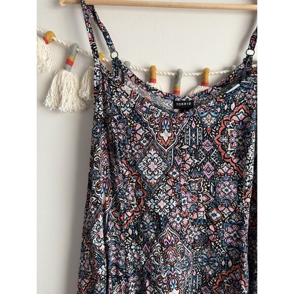 Torrid Paisley Geometric Tiered Sleeveless Flowy Maxi Dress Boho Artsy Feminine - Picture 5 of 10